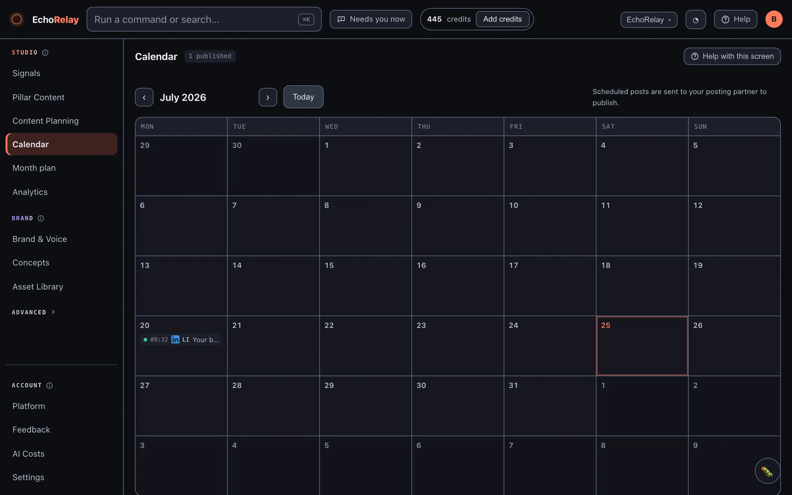 The Calendar, where scheduled posts wait to go out