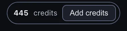 The credits pill in the top bar